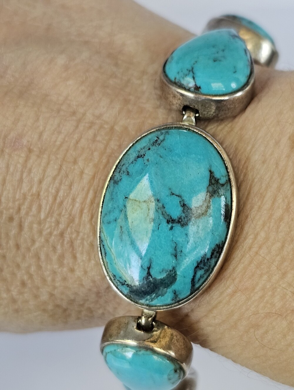 Vintage Whitney Kelly Turquoise Toggle Bracelet Sterling Silver π - Picture 7 of 11